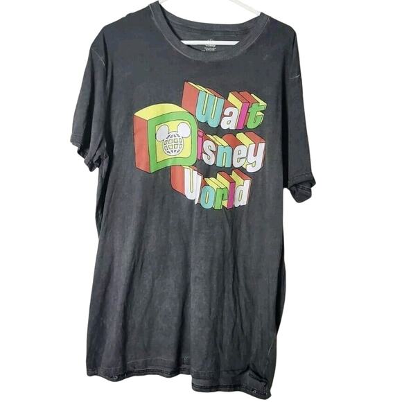 Disney T-Shirt Plus Size XXL Gray Mineral Wash Walt Disney World Logo - Picture 1 of 6